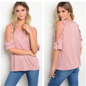 Women's Pink Ruffle Sleeve Top